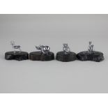 Patrick Mavros (Zimbabwe) four modern silver miniature models of wildlife including meercats,