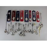 A collection of Continental 800 silver and plated commemorative teaspoons including two from Bern,
