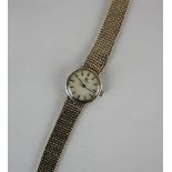 Omega, a lady's 9ct gold bracelet watch, with mesh strap (a/f), gross weight 24.8g