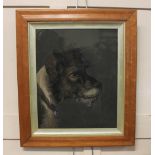 Benjamin Zobel (1762-1830), a sand picture depicting the head of a dog, 38.5cm by 31cm