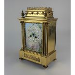 A 19th century gilt metal mantle clock movement by AD Mougin, striking on a gong, the enamel dial