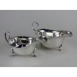 A George V silver sauce boat maker Viners, Sheffield 1936 and another similar silver sauce boat with