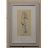 Eric James Mellon (1925-2014), standing nude with arms raised, pastel, signed, 44cm by 22cm (ARR)