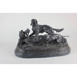 After Pierre Jules Mene (French 1810-1879), a bronze figure group of two hunting dogs and