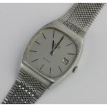 An Omega De Ville quartz steel gentleman's bracelet wristwatch the signed silvered dial with black