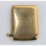 A 9ct gold rectangular book matches case initialled and dated to the back, Birmingham 1927, 23.5g