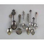 A George V silver 1937 Coronation commemorative tea caddy spoon with coin shaped terminal, three