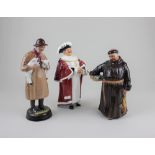 Three Royal Doulton figures, comprising The Mayor, Lambing Time and The Jovial Monk