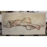 Michelle Watson (contemporary) female nude figure study, oil on canvas, unframed, signed on the