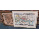 Langley and Belch's New Map of London, a framed colour reproduction printed by Cotswold Collotype Co