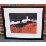 James Somerville, landscape with white buildings, limited edition colour print, numbered 32/95 and