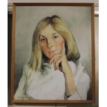 Robert Lenkiewicz (1941-2002), head and shoulders portrait of a woman, Mrs Adams (nee Zabel), oil on