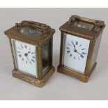 Two brass cased carriage clocks, both with keys, tallest 11.5cm