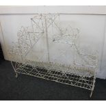 A white metal garden plant pot stand width 114cm, height 88cm