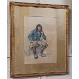 Frederick Goodall RA (1822-1904), portrait of a man, seated, watercolour, signed, verso part paper