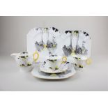 Three Shelley 'Sunrise and Tall Trees' pattern plates largest 23.5cm, together with a Shelley