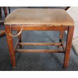 A rectangular upholstered stool, with rising top, on square tapered legs width 58cm, height 51cm,