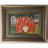 Nigel Purchase, marching band, oil on canvas, unsigned, 11.5cm by 16.5cm