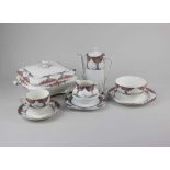 A Crown Ducal 'Orange Tree' pattern part dinner and coffee service, comprising tureen and cover,