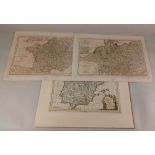 Moithey, Maurille-Antoine, 'Hispania L'Espagne', coloured map, 28cm by 40cm, together with Samuel