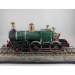 A large scratch built live steam locomotive, with green livery, length 76cm, height approx 39cm,
