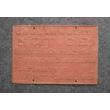 Great Northern and London and North Western Joint Railway, a cast iron 'Notice' sign 'Any Person