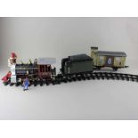 A Playgo Western Express model train set to include locomotive, coal tender, freight car and