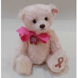 A Steiff limited edition pink mohair teddy bear, The Steiff Breast Cancer Campaign Bear, no 124 of
