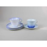 A Shelley Art Deco trio, pattern 12474, and a Shelley cup and saucer, pattern 12170 (a/f)