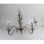 A plated five branch chandelier light fitting