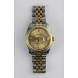 An Rolex Oyster Perpetual Datejust steel and gold gentleman's bracelet wristwatch, milled screw