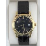 An Omega De Ville automatic chronometer 18ct gold cased gentleman's wristwatch the signed black dial