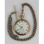 A Waltham USA 9ct gold cased keyless wind open face pocket watch with a jewelled lever movement