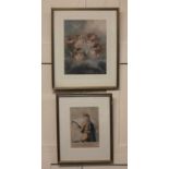 After Sir Joshua Reynolds, cherub choir, colour print, 29cm by 22cm, together with a coloured