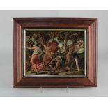 Circle of William Edward Frost, Bacchanalia, oil on panel, unsigned, verso paper label