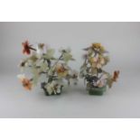 Two Chinese hardstone flower groups tallest approx 21cm high