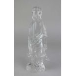 An Oriental carved crystal figure, believed Kuan Yin 25cm high (a/f)