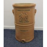 A late 19th century stoneware water filter with impressed lettering 'Maignen's Patent "Filtre