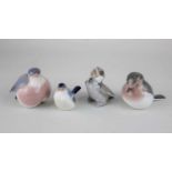 Four Royal Copenhagen porcelain model birds to include two robins