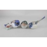 Two Royal Copenhagen porcelain models of birds together with a pair of Bing & Grondahl models of