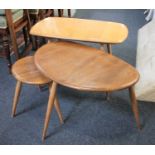 Two Ercol pebble shaped occasional tables largest 65cm, together with an Ercol rectangular