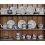 A collection of 19th century and later blue and white tranfer printed tableware to include a pair of