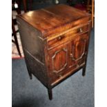 A George III converted washstand with rising top, cupboard and drawer on square legs (a/f) 51cm