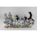 A collection of miniature china and ornaments, Russian ceramic animals and other items to include