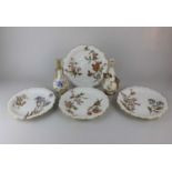 Four Royal Worcester porcelain blush ivory plates pattern 1416, decorated with flowers, with gilt