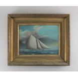Christopher J Guise (20th century), sailing boat, oil on board, signed,21cm by 29cm