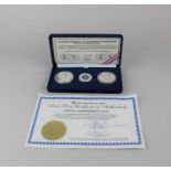 USS Arizona Memorial 40th Anniversary and The Surrender two silver commemorative coin set with