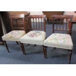 A pair of 19th century dining chairs with reeded slatted backs and a single bar back chair with