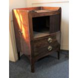 A George III mahogany tambour fronted commode (af) 51cm