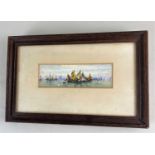 G Gialti, view of boats, Venice, watercolour, signed, 5cm by 16.5cm